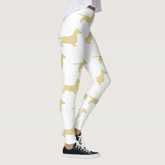 Dackel Weiß-Silhouette Leggings (Rechts)