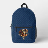 Dackel Welpe Denim Tuch Bedruckter Rucksack (Vorderseite)