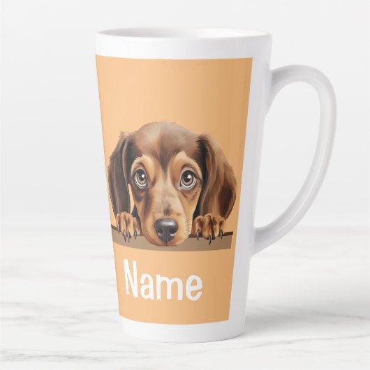 Dackel Welpe Dog Kaffee Kakaotee Latte Tasse (Rechts)