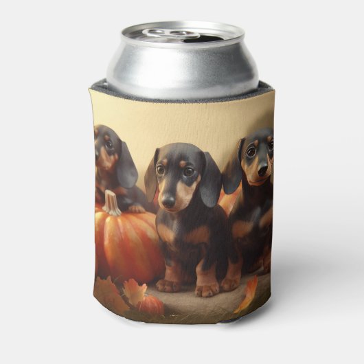 Dackel Welpe Herbst Kürbis Dosenkühler (Kanne Rückseite)