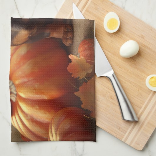 Dackel Welpe Herbst Kürbis Geschirrtuch (Viertel Falte)