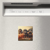 Dackel Welpe Herbst Kürbis Magnet (In Situ (Geschirrspüler))