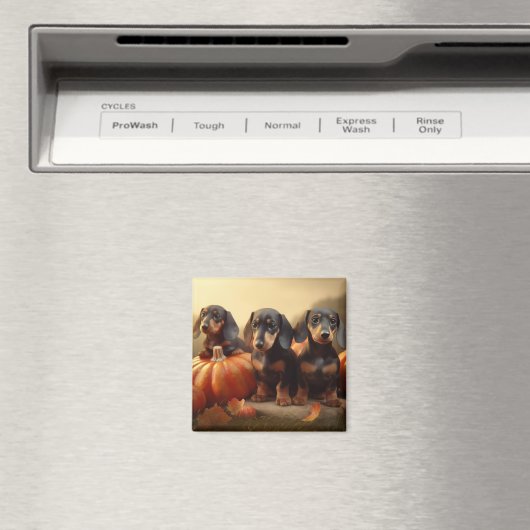 Dackel Welpe Herbst Kürbis Magnet (In Situ (Geschirrspüler))