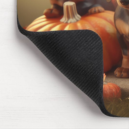 Dackel Welpe Herbst Kürbis Mousepad (Ecke)