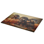 Dackel Welpe Herbst Kürbis Schneidebrett (Ecke)