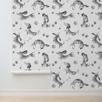 Dackel Welpe Hund Paw Prints Schwarz-weiß