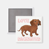 Dackel Welpe Hund Red Liebe Magnet (Vorderseite/Rückseite)