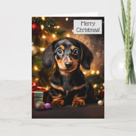 Dackel Welpe Hund Weihnachtskarte Karte