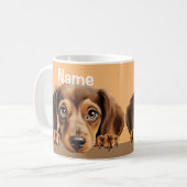 Dackel Welpe Hunde Kaffee Kaffee Kakaotee Tasse (Vorderseite Links)