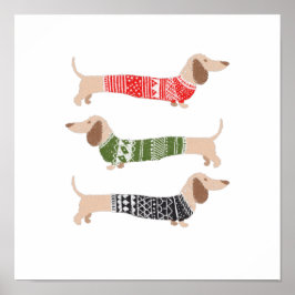 Dackel Welpe Hunde Weihnachten Sweater Holiday Fun Poster