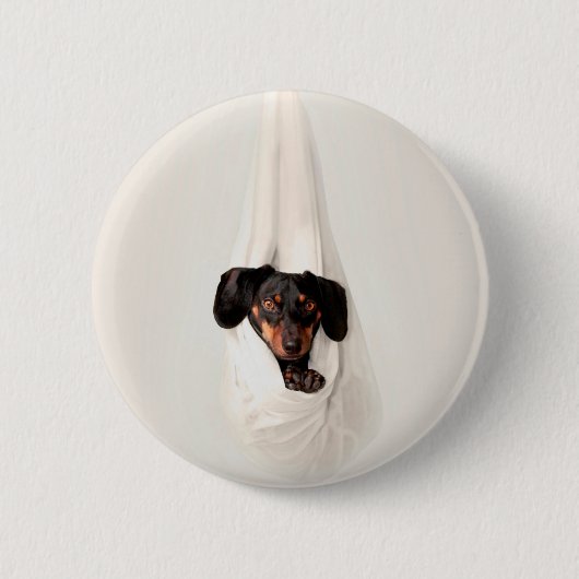 Dackel Welpe in der Hängematte Niedlich Adorable H Button (Vorderseite)