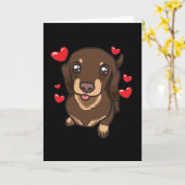 Dackel Welpe mit Herzen Karte (Gelbe Blume)