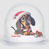 Dackel Welpe Personalisiert Snow Globe Schneekugeln (Vorderseite)