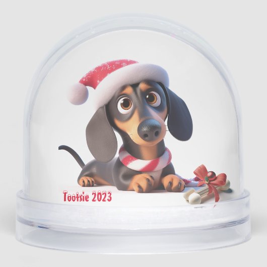 Dackel Welpe Personalisiert Snow Globe Schneekugeln (Vorderseite)