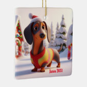 Dackel Welpe Personalisierte Keramik Baum Ornament (Rechts)