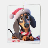 Dackel Welpe Personalisierte Keramik Baum Ornament (Links)