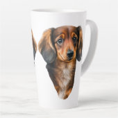 Dackel Welpe Portrait Dackel Dog Milchtasse (Rechte Ecke)