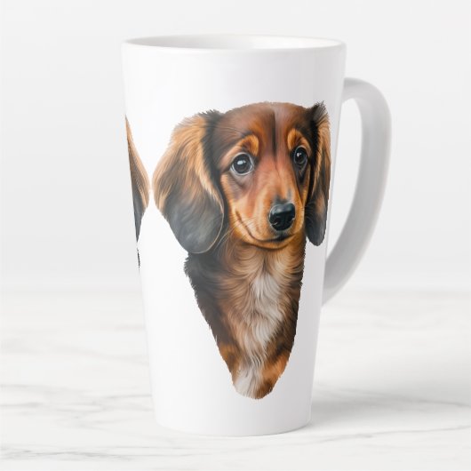 Dackel Welpe Portrait Dackel Dog Milchtasse (Rechte Ecke)