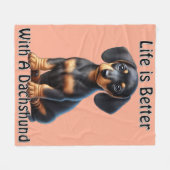 Dackel Welpe sitzen und mit unschuldig suchen Fleecedecke (Vorderseite (Horizontal))