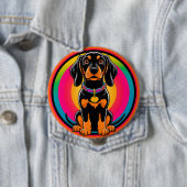 Dackel Welpe umgeben von pulsierendem Regenbogen Button (Beispiel)