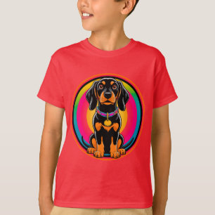 Dackel Welpe umgeben von pulsierendem Regenbogen T-Shirt