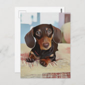 Dackel Welpen auf einem Sofa Postkarte (Vorne/Hinten)