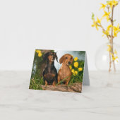 Dackel Welpen-Dockingkarte Karte (Gelbe Blume)