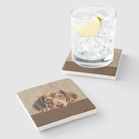 Dackel Welpen Hund Haustier Steinuntersetzer (Seitenansicht)