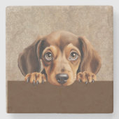 Dackel Welpen Hund Haustier Steinuntersetzer (Vorderseite)