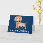 Dackel Welpen Hund Hund Happy Birthday Blue Card Karte (Gelbe Blume)