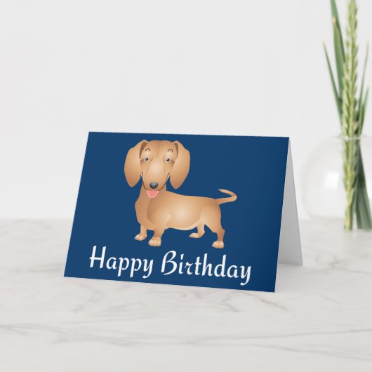 Dackel Welpen Hund Hund Happy Birthday Blue Card Karte (Vorderseite)