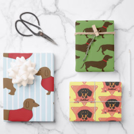 Dackel Welpen Hunde lieben - Dackel Geschenkpapier Set