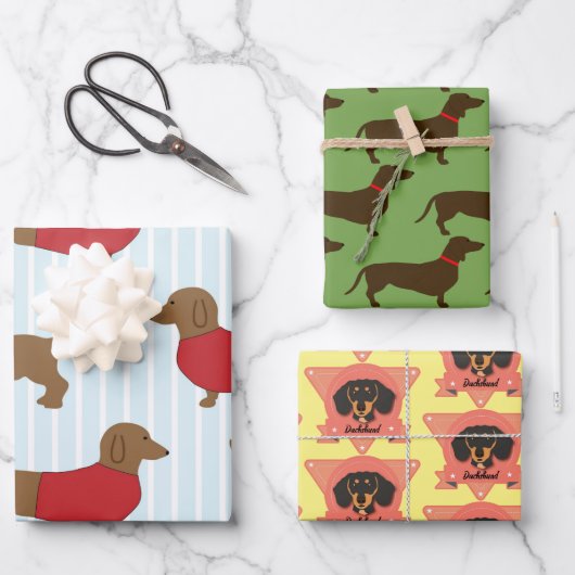 Dackel Welpen Hunde lieben - Dackel Geschenkpapier Set (Vorderseite)