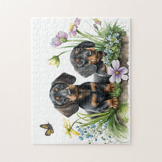 Dackel Welpen Puzzle (Vertikal)