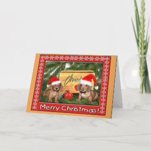 Dackel-Welpen-Weihnachten Feiertagskarte