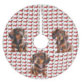 Dackel Welpen Weihnachtsbaumrock Polyester Weihnachtsbaumdecke (Vorderseite)