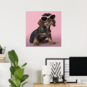 Dackel Welpenhalter-Sonnenbrille Poster (Heimbüro)
