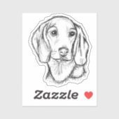 Dackel Welpenhund Schwarz-weiße Skizze Aufkleber (Blatt)