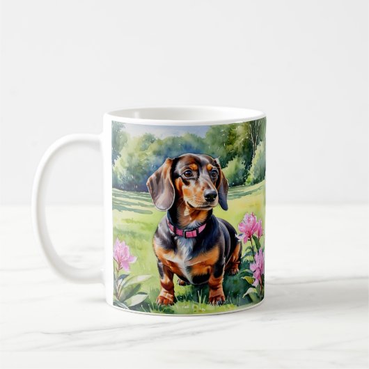 Dackel Welpenwurst Hund Niedliche Dackel Wasserfar Kaffeetasse (Links)