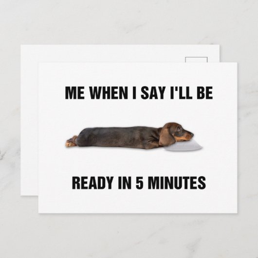 Dackel, wenn ich sage, ich bin in 5 Minuten fertig Postkarte (Vorne/Hinten)