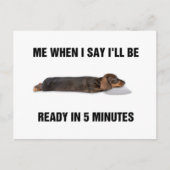 Dackel, wenn ich sage, ich bin in 5 Minuten fertig Postkarte (Vorderseite)