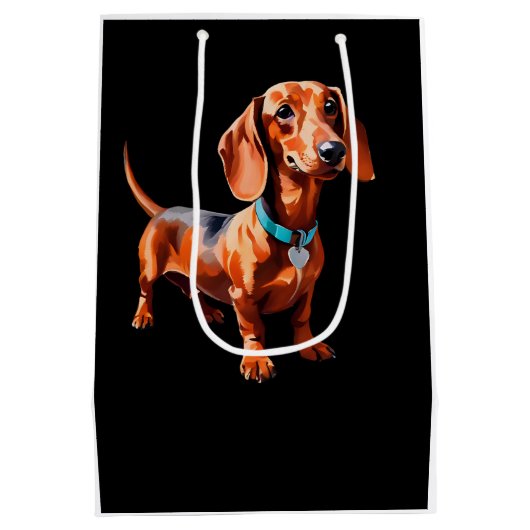 Dackel Wienerdog Grafiktasche Mittlere Geschenktüte (Rückseite)