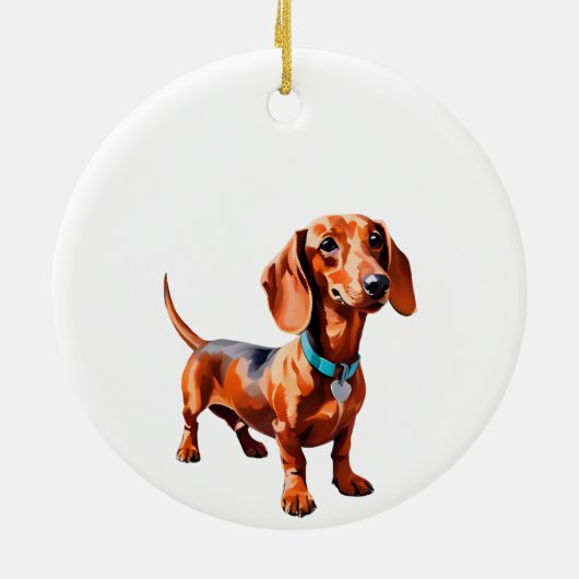 Dackel Wienerdog-Ornament-Idee Keramik Ornament (Hinten)