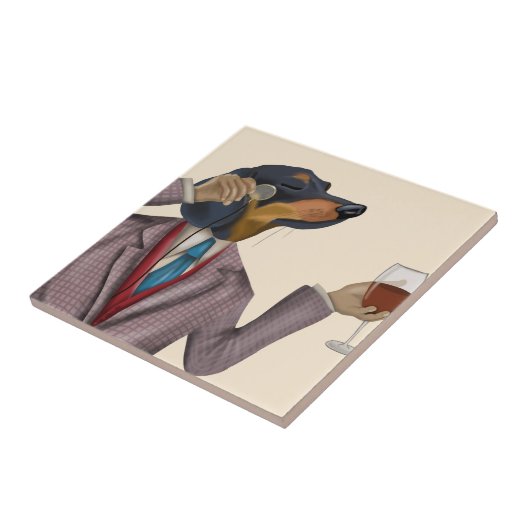 Dackel Wine Snob Fliese (Seite)
