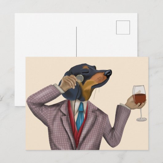 Dackel Wine Snob Postkarte (Vorne/Hinten)