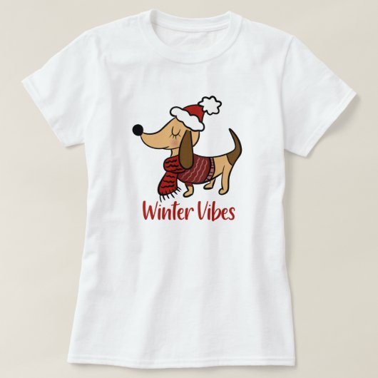 Dackel Winter Dog T - Shirt (Design vorne)