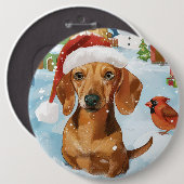 Dackel Winter Wonderland Weihnachtsfreude Button (Vorne & Hinten)