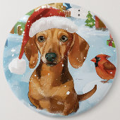 Dackel Winter Wonderland Weihnachtsfreude Button (Vorderseite)