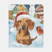 Dackel Winter Wonderland Weihnachtsfreude Fleecedecke (Vorderseite)