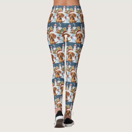 Dackel Winter Wonderland Weihnachtsfreude Leggings (Rückseite)